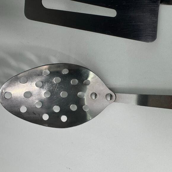 Vintage Robinson Stainless Steel Utensils Wooden Set of 3 -USA -Spoons Spatula - Picture 2 of 9